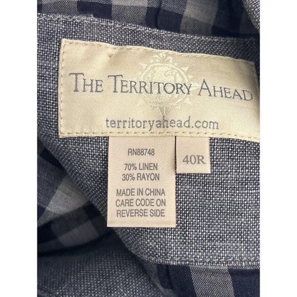 The Territory Ahead Blue Linen Blend Blazer 40R Coastal Grandfather Quiet Luxury - Picture 5 of 6